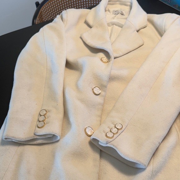 Ronny Kobo Collective White Tailored Long Wool Trench Peacoat Cream Sz 4 - Picture 15 of 16